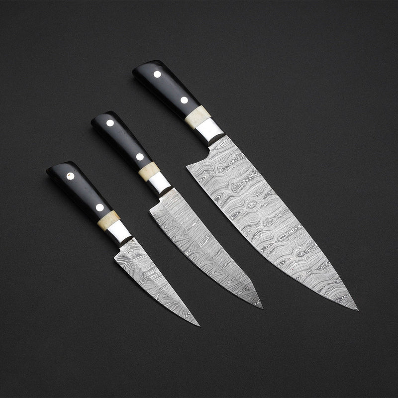 Handmade Damascus Chef Knife Set, 3-Piece
