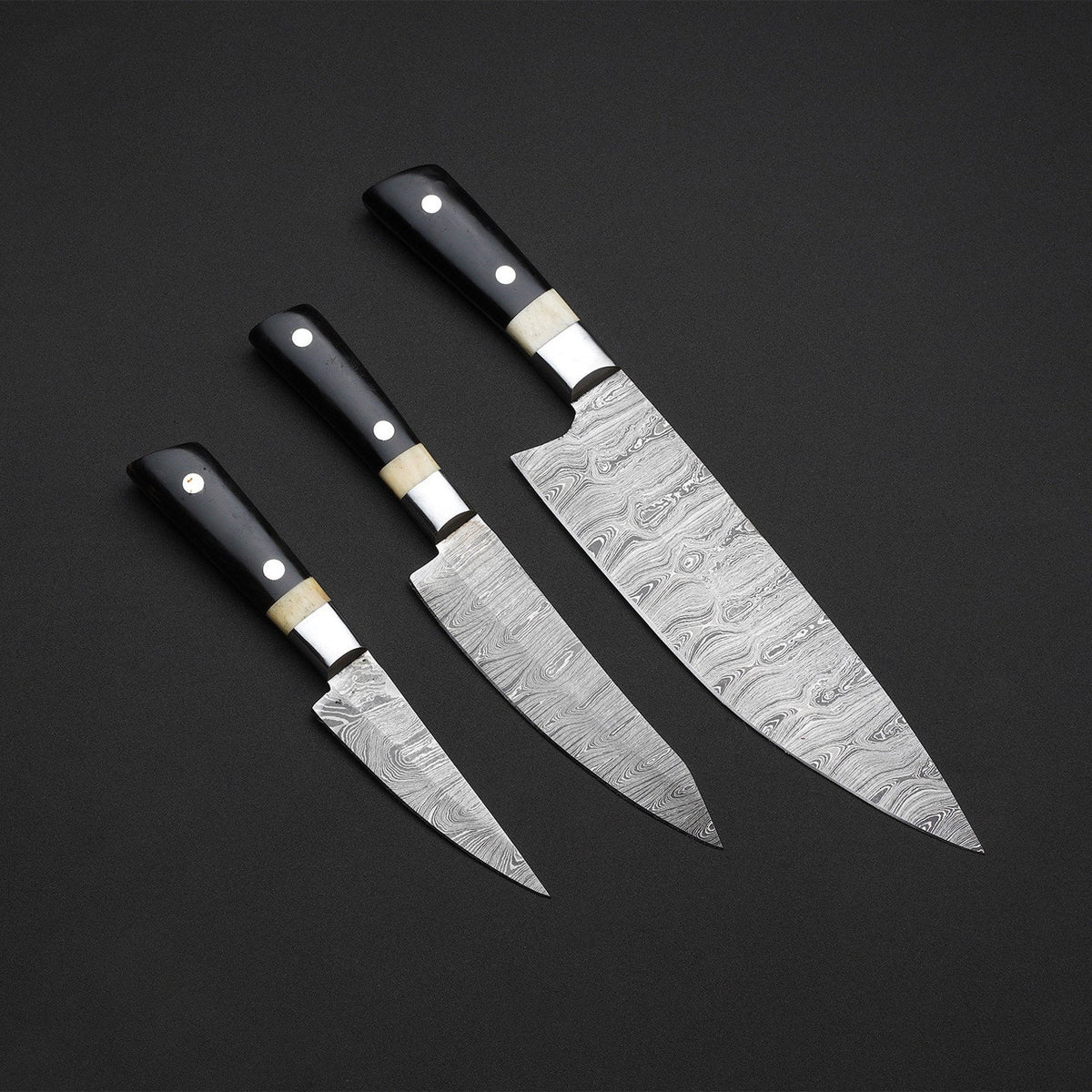 Handmade Damascus Chef Knife Set, 3-Piece