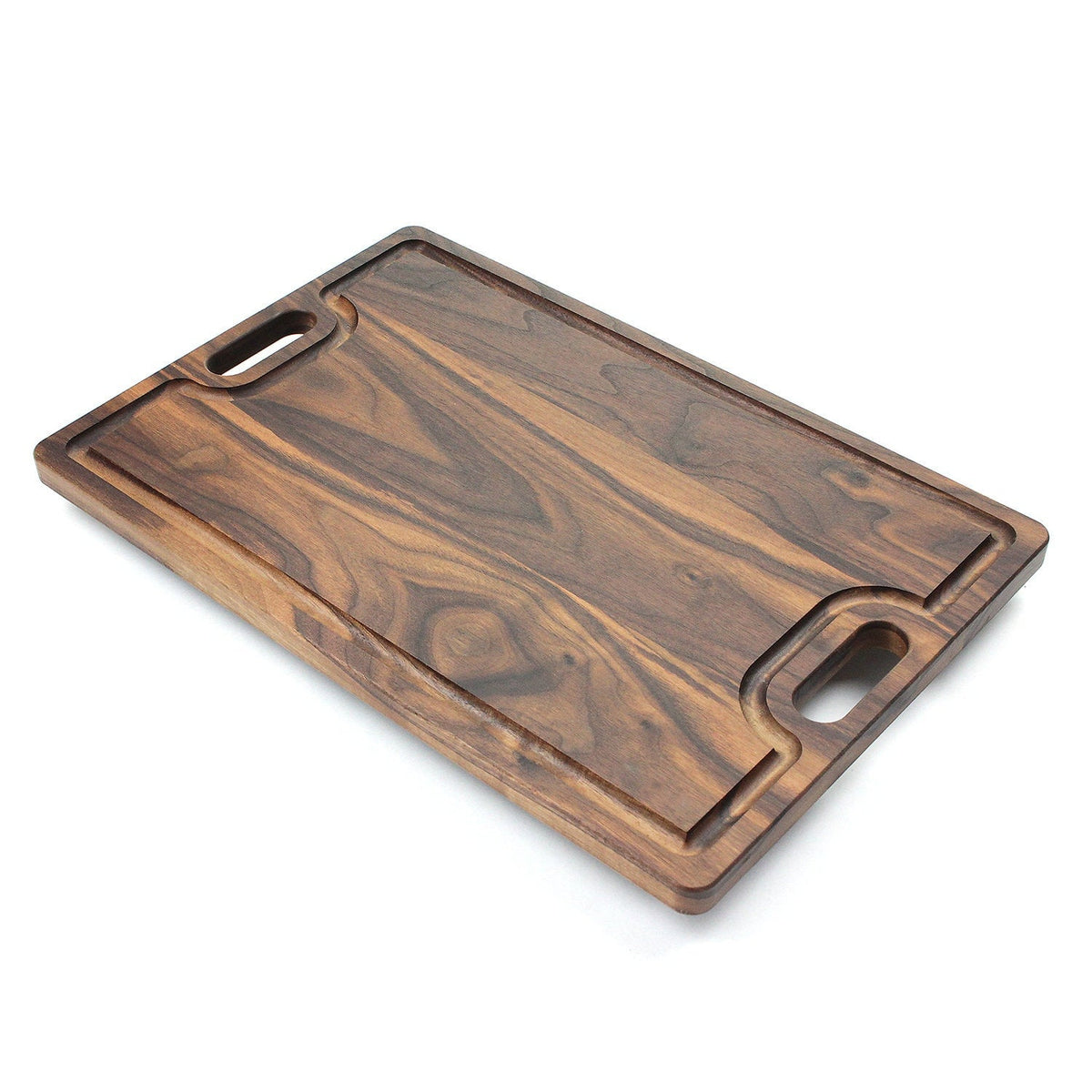 Reversible Walnut Cutting Board with Handles, 18 x 12 in