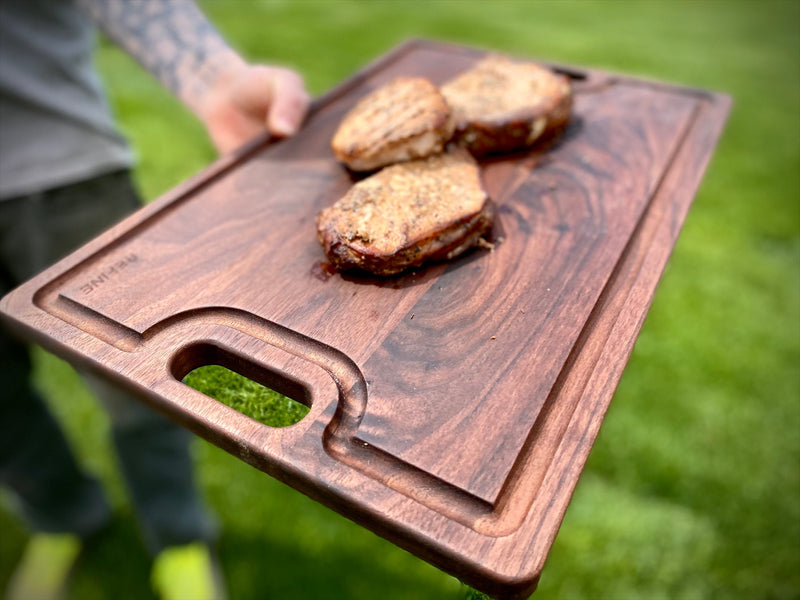 Reversible Walnut Cutting Board with Handles, 18 x 12 in
