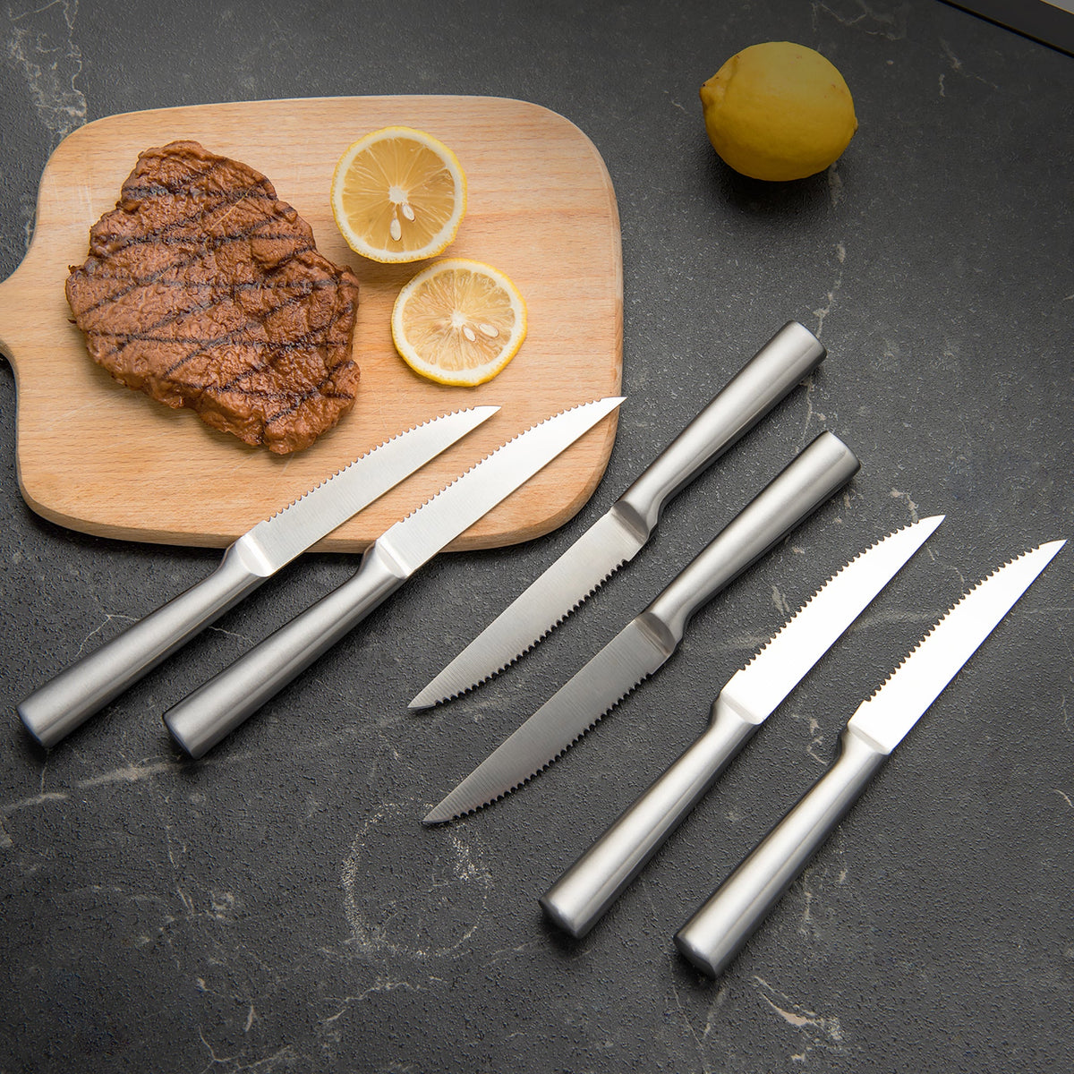 Stainless Steel Knife Set with Sharpener, 16-Piece