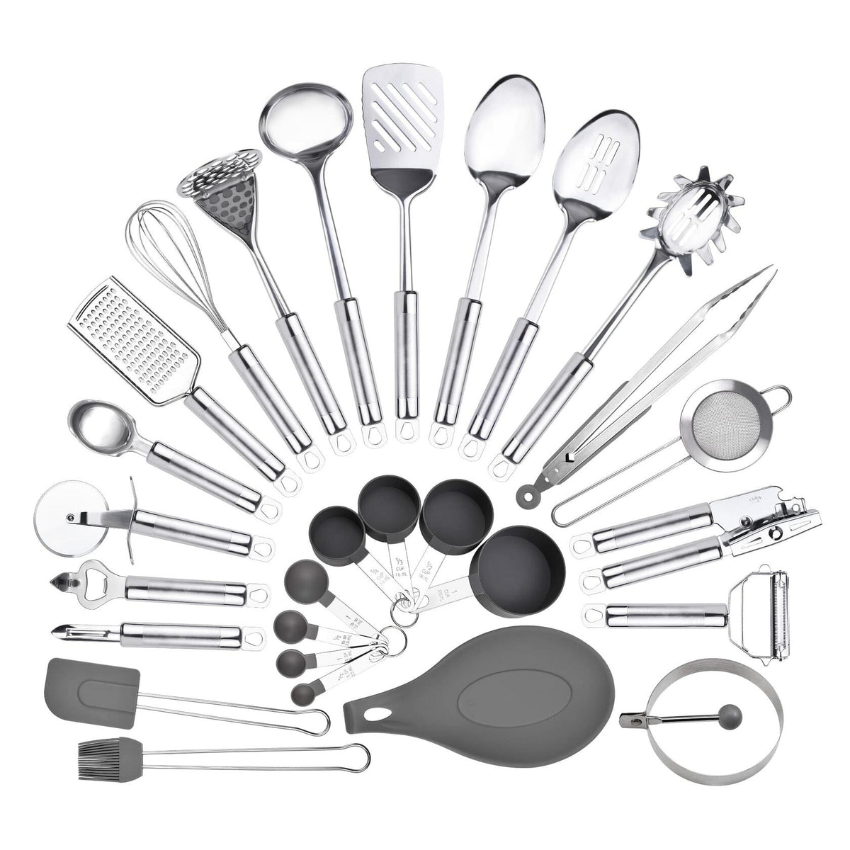 StnKitchExplor Stainless Steel Utensil Set with Holder, 28-Piece