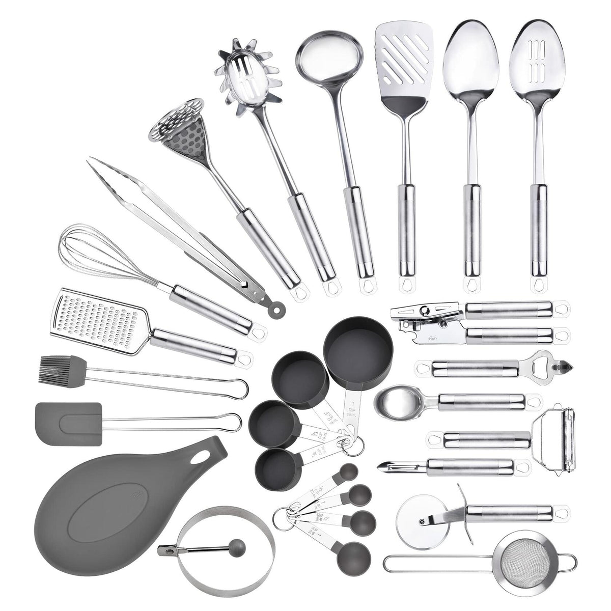 StnKitchExplor Stainless Steel Utensil Set with Holder, 28-Piece
