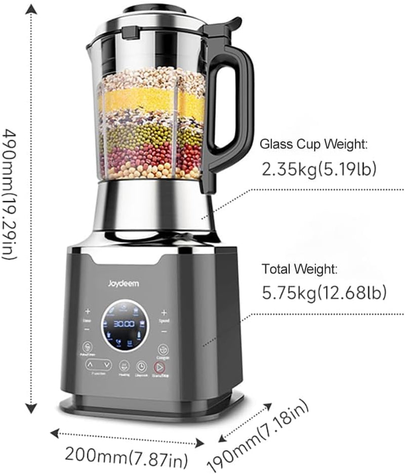 Cooking Blender JD-D16, Hot and Cold Blender for Soy Milk & Juice, Soup Maker with Stew Pot, 1.75L(59 Oz), 1200W, Black