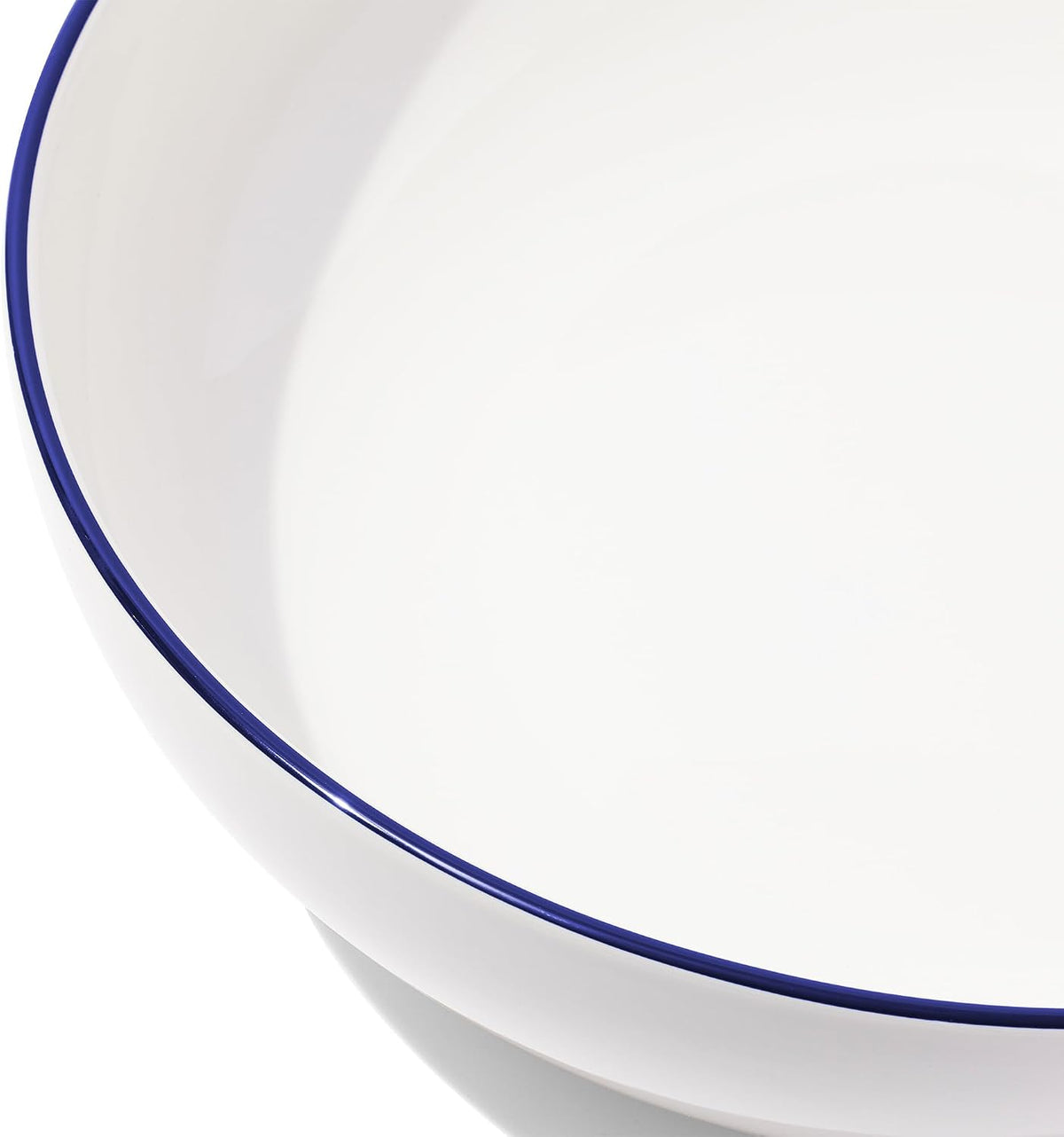 Made in Cookware - Serving Bowl - White with Navy Rim - Porcelain - Crafted in England