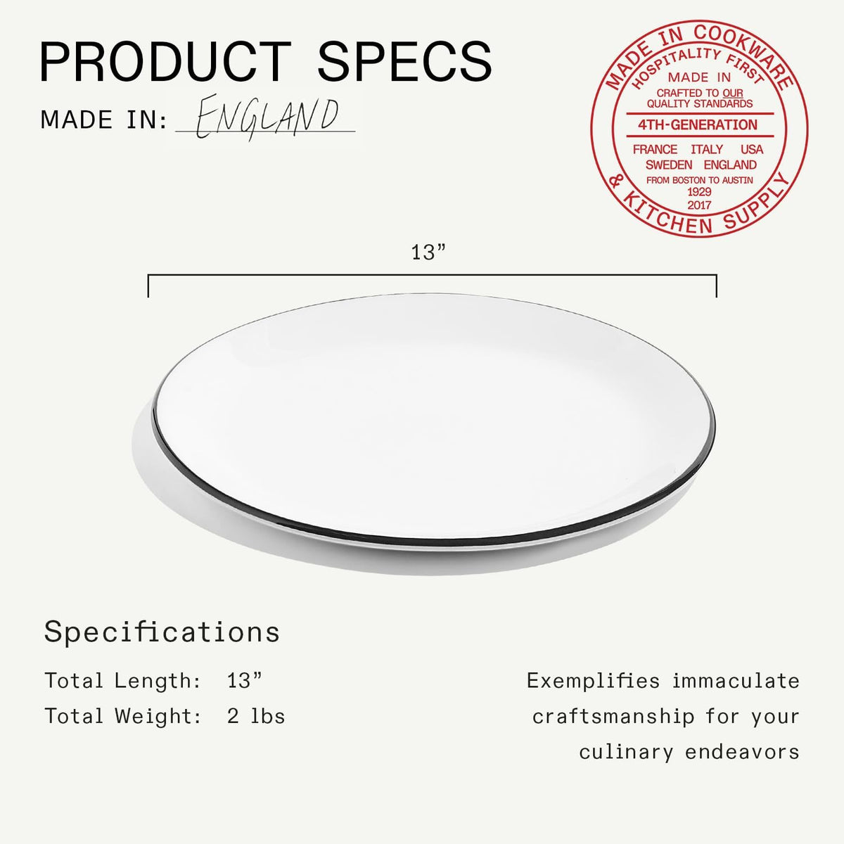 Made in Cookware - Serving Platter - White with Black Rim - Porcelain England