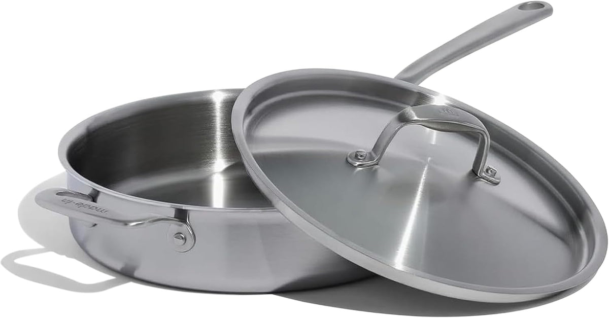 Made in Cookware - 3.5 Quart Stainless Steel Saute Pan - 5 Ply Stainless Clad - Professional Cookware - Induction Compatible - Crafted in Italy