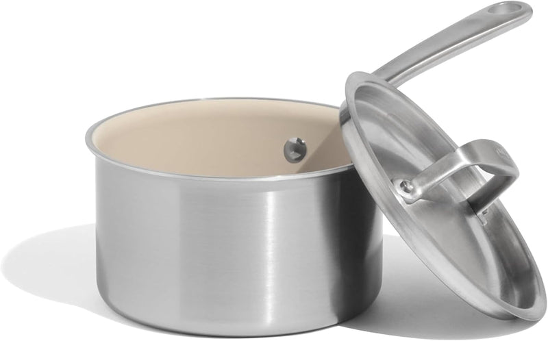 Made In Ceramic Nonstick Saucepan with Lid, 2 qt