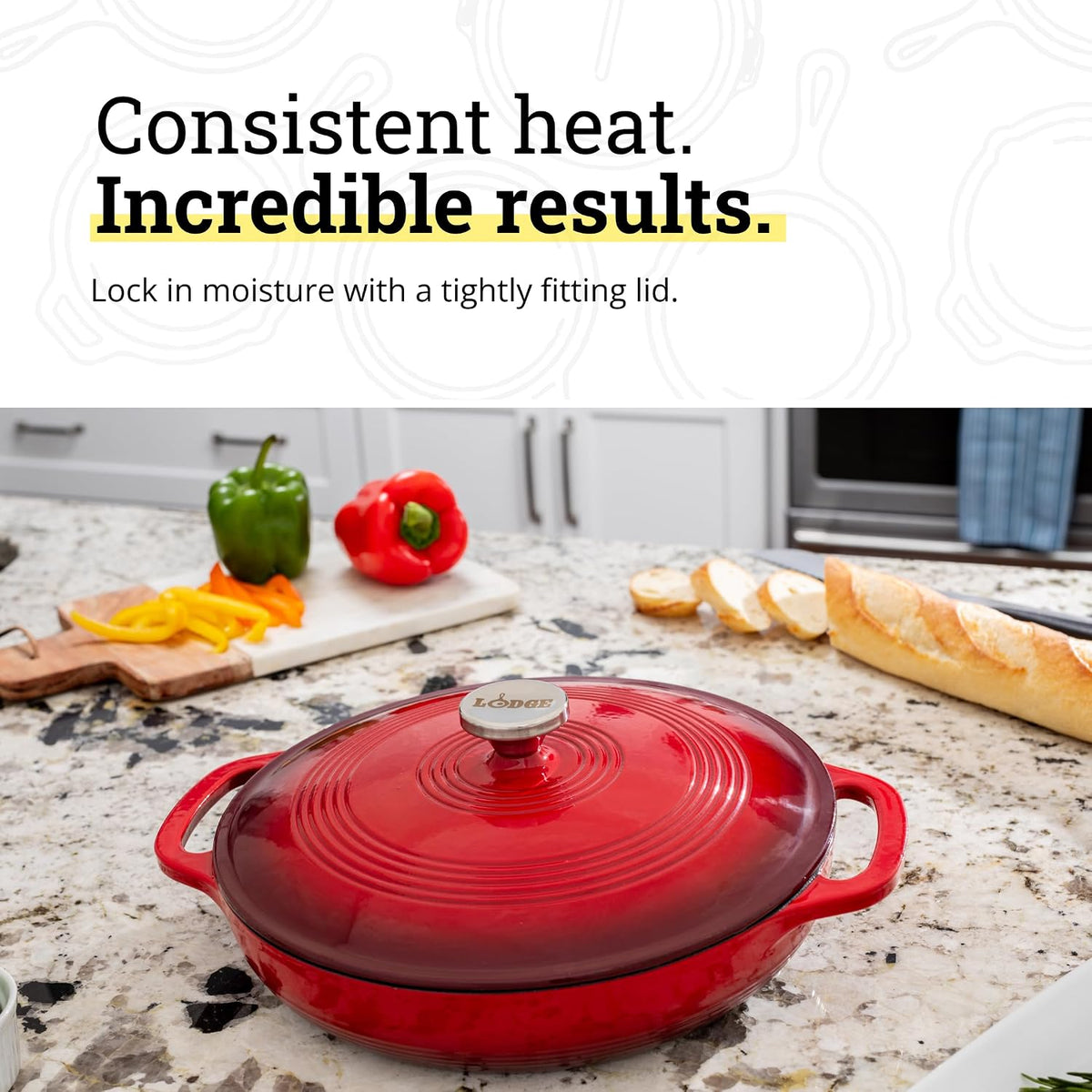 Essential 3.6 Quart Enamel Cast Iron Braiser in Island Spice Red