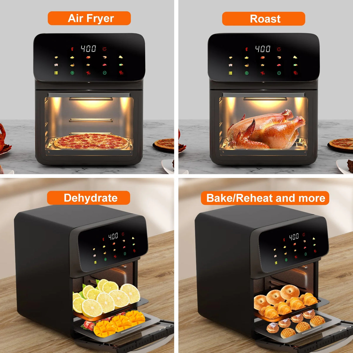 Upgrade your cooking game with the 12QT Air Fryer Convection Oven! 🌟✨ 10-in-1 functions, stylish touchscreen, and a clear view window! 🍽️🔥 #KitchenMustHave #HealthyCooking
