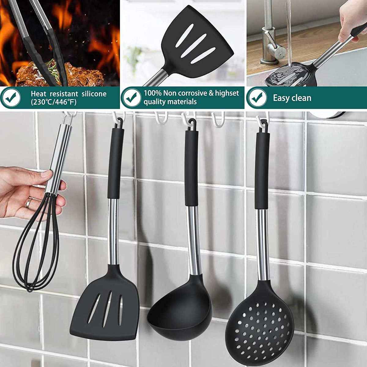 Upgrade Your Cooking Game with Our 15-Piece Silicone Utensil Set! 🍳✨
