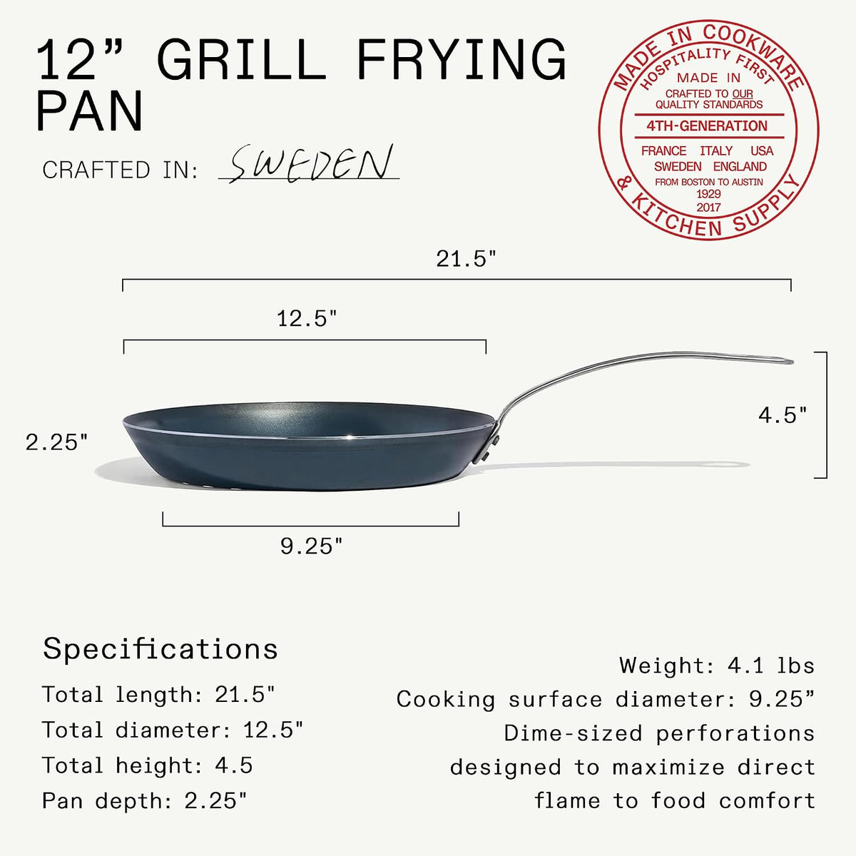 Made in Cookware - 12" Seasoned Carbon Steel Grill Frying Pan