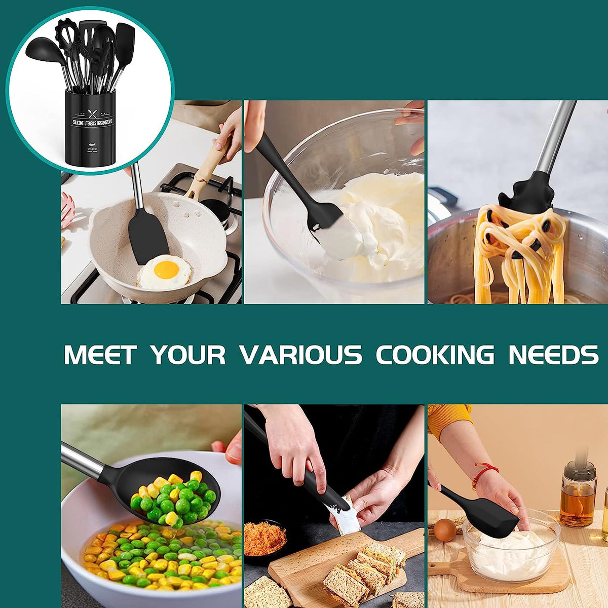 Upgrade Your Cooking Game with Our 15-Piece Silicone Utensil Set! 🍳✨