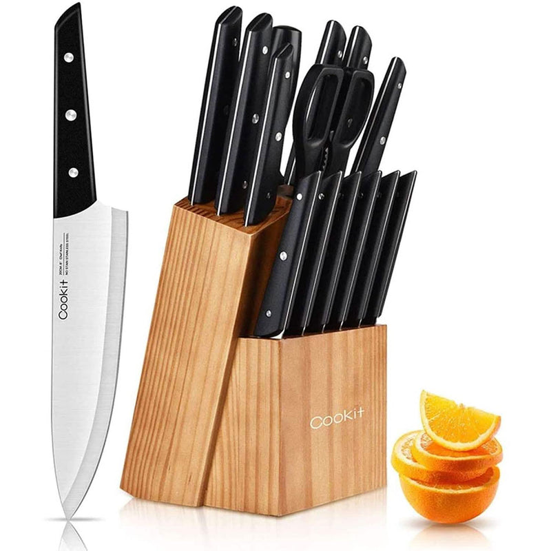 Cookit Stainless Steel Knife Block Set, 15-Piece