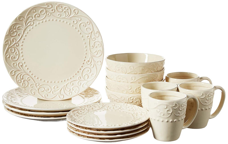 Bianca Dinnerware Set, 16-Piece, Cream
