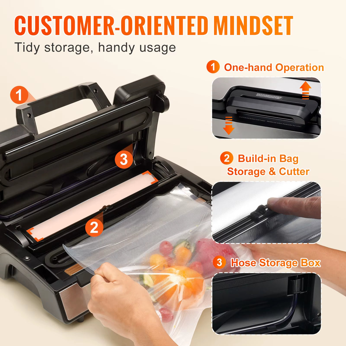 High-Performance 90Kpa 130W Vacuum Sealer with 10 Complimentary Vacuum Bags for Optimal Food Preservation