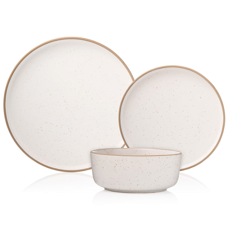 Inwood Stoneware Dinnerware Set, 12-Piece, White Speckled