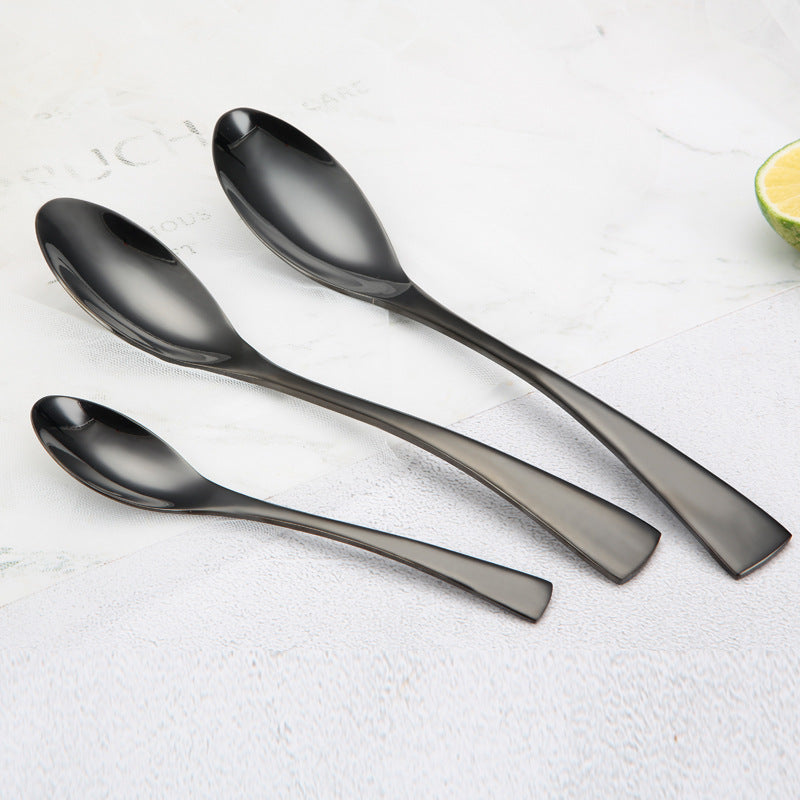 Portugal Stainless Steel Flatware Set, Titanium Black
