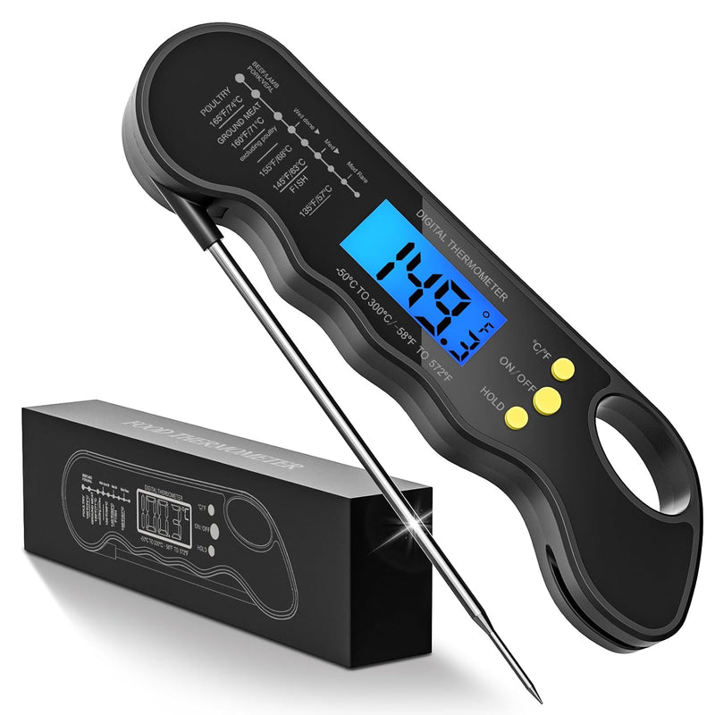 Q128 Instant-Read Meat Thermometer, Black