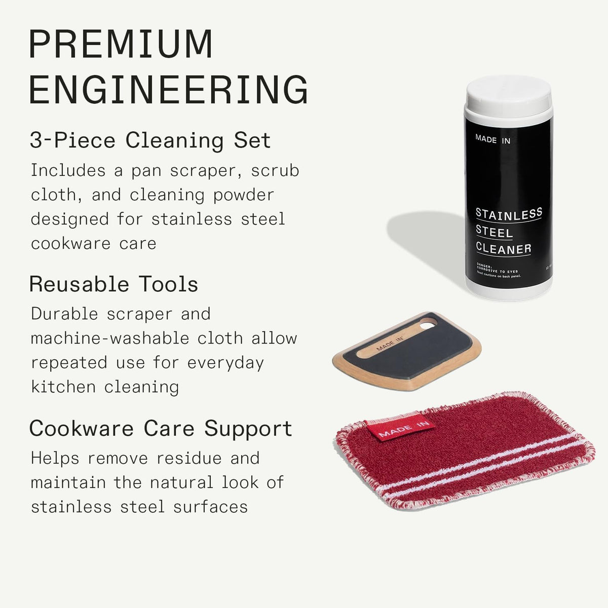 Cookware - 3 Piece Stainless Steel Cleaning Set