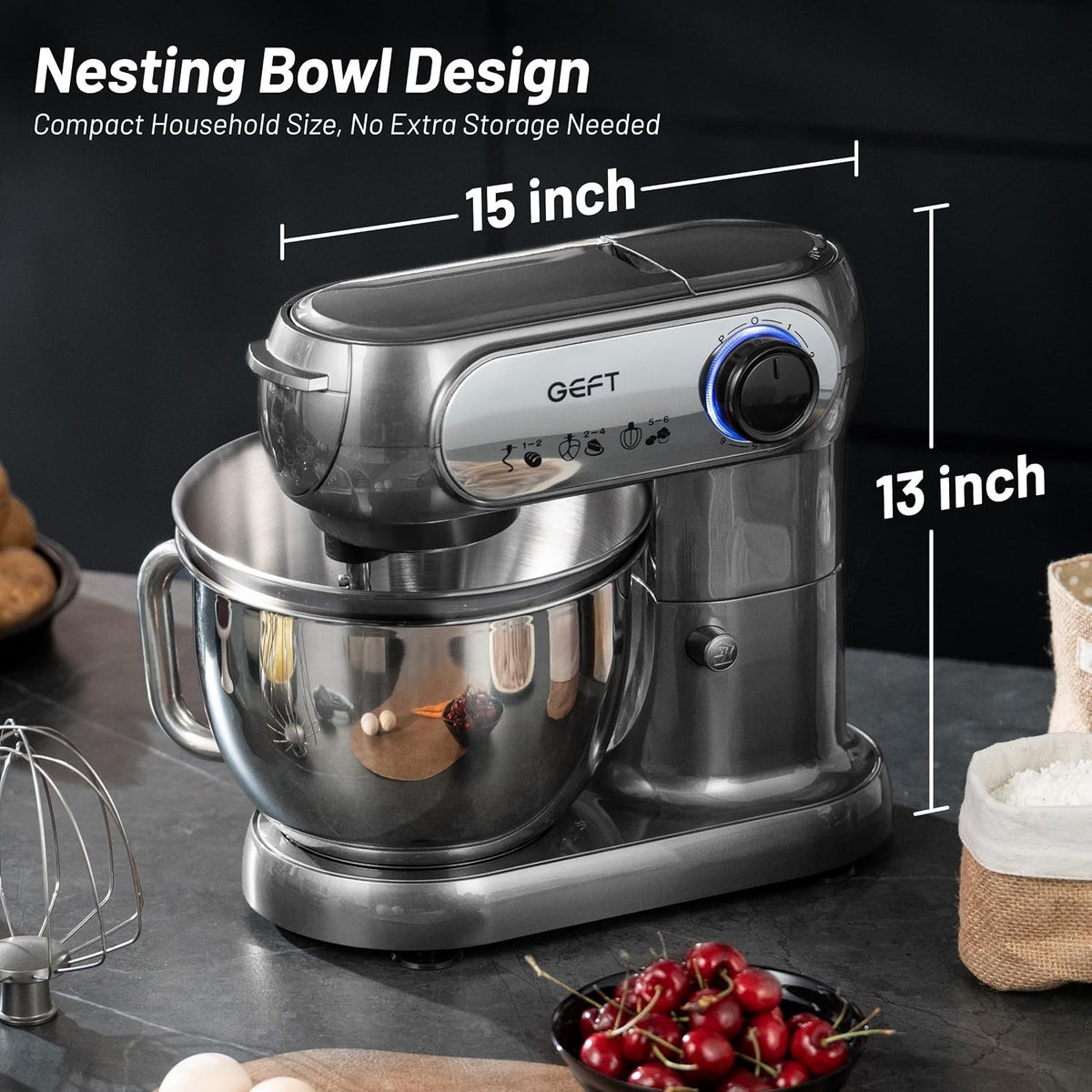Stand Mixer, 3.5QT&6QT Bowls Mixers Kitchen Electric Stand Mixer Gray