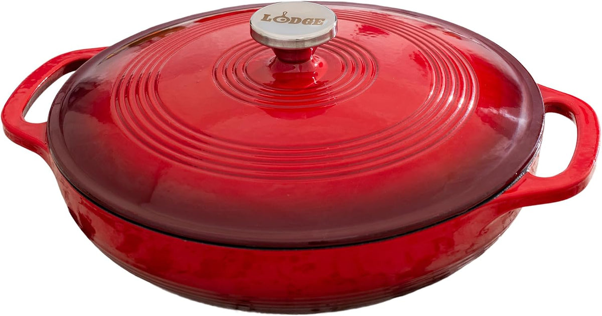 Essential 3.6 Quart Enamel Cast Iron Braiser in Island Spice Red