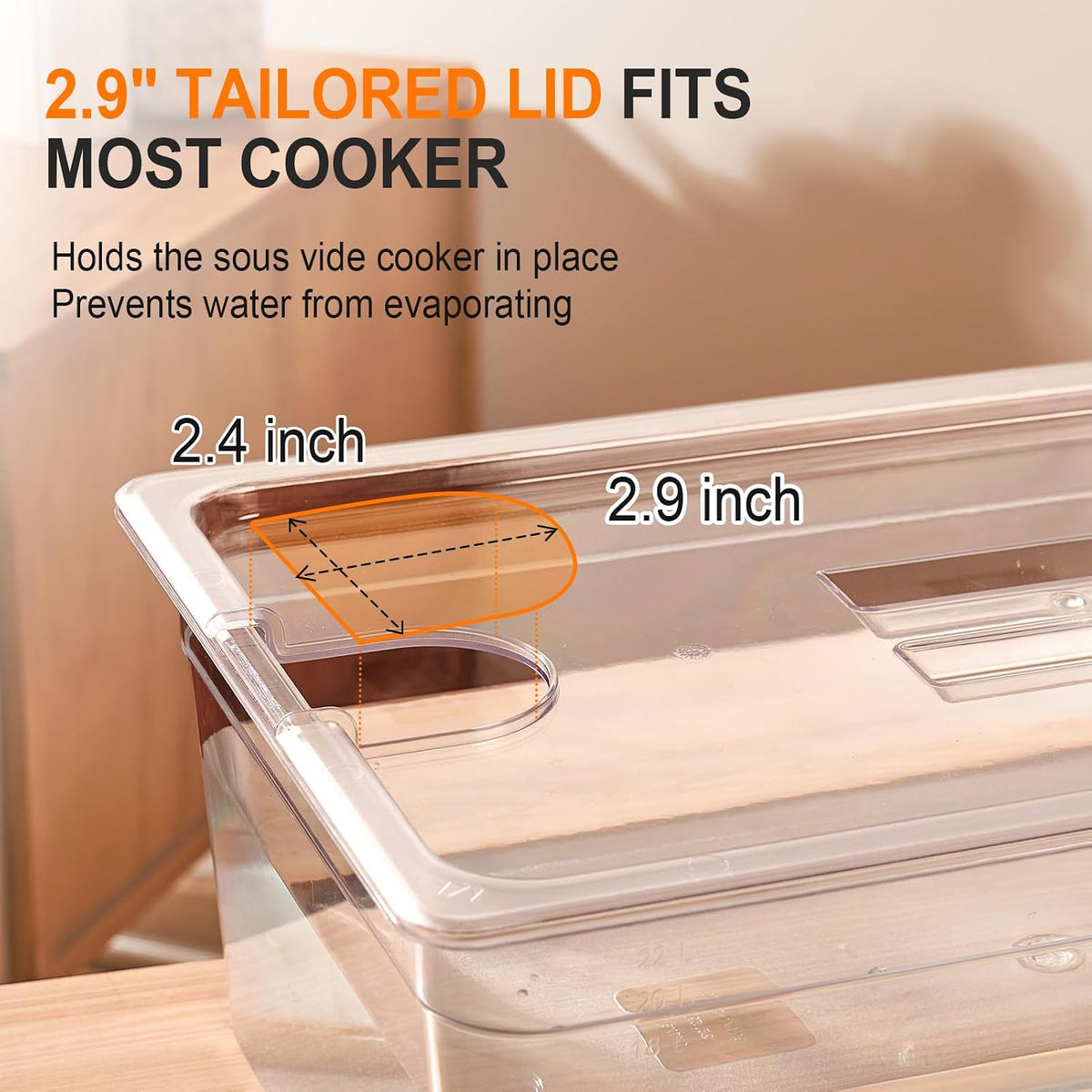 Large Sous Vide Container with Lid, 26 Qt Complete Accessories Kit