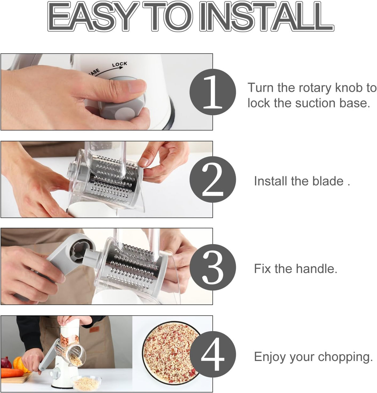 Rotary Hand Crank Shredder for Effortless Grating of Cheese, Vegetables, Nuts, and Chocolate