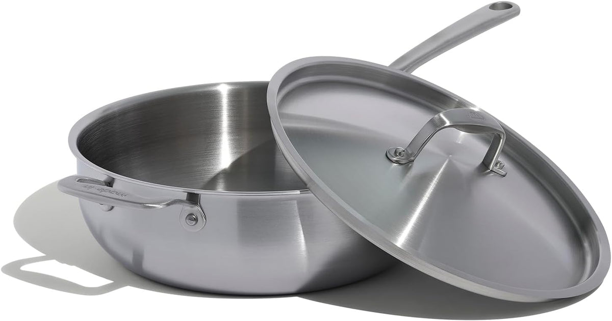 Made in Cookware - 5 Quart Stainless Steel Saucier Pan - 5 Ply Stainless Clad - Professional Cookware - Crafted in Italy - Induction Compatible