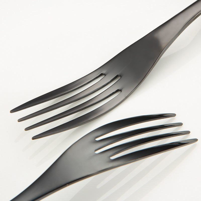 Portugal Stainless Steel Flatware Set, Titanium Black