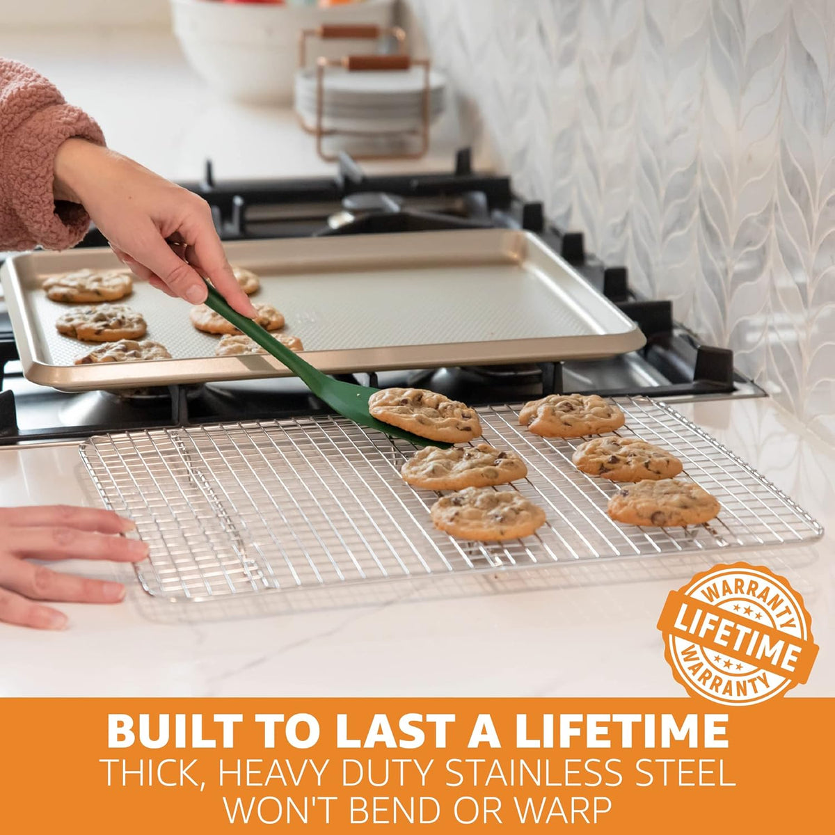 Upgrade Your Baking Game with Prioritychef's Heavy Duty Stainless Steel Cooling Racks - Perfect Fit for Half Sheet Pans! 🍪✨ (2 Pack)
