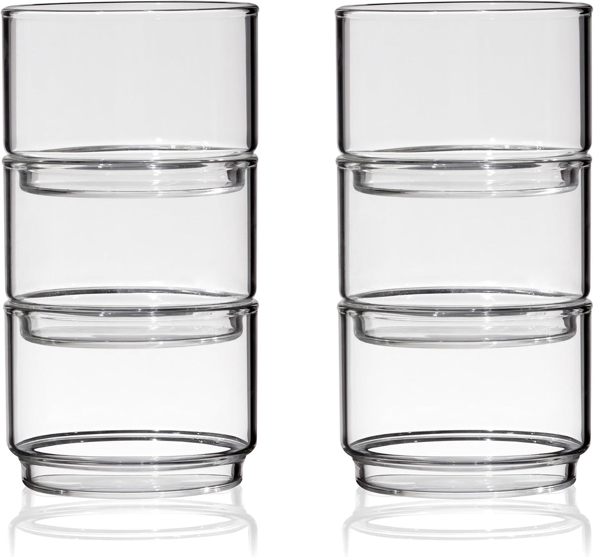Bodega Glasses - Stackable Drinking Glasses Set - Modern Glassware for Wine and Cocktails - 7Oz Set of 6