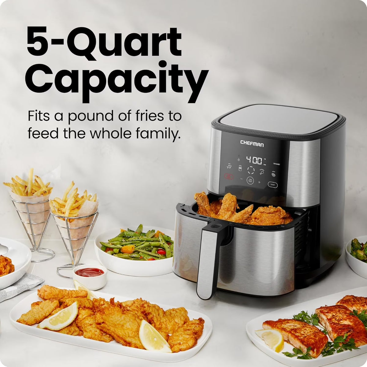 Upgrade your kitchen with the NEW Turbofry Air Fryer! 🌟 Digital controls & 5 Qt capacity in sleek stainless steel! 🍟✨ #HealthyEating #AirFryer
