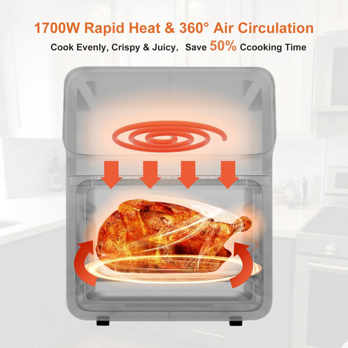 Upgrade your cooking game with the 12QT Air Fryer Convection Oven! 🌟✨ 10-in-1 functions, stylish touchscreen, and a clear view window! 🍽️🔥 #KitchenMustHave #HealthyCooking
