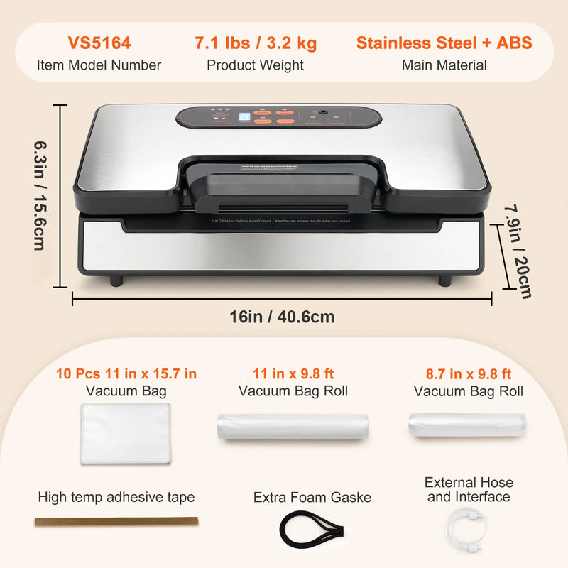 SucceBuy Dual-Pump Vacuum Sealer with Bags, 130W