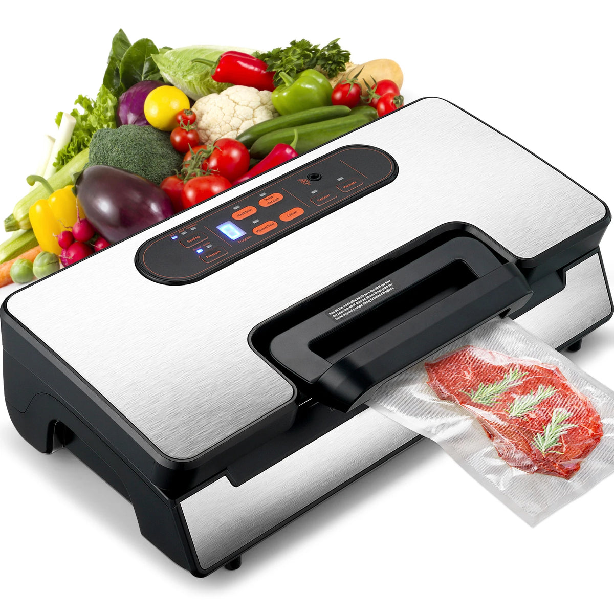 High-Performance 90Kpa 130W Vacuum Sealer with 10 Complimentary Vacuum Bags for Optimal Food Preservation