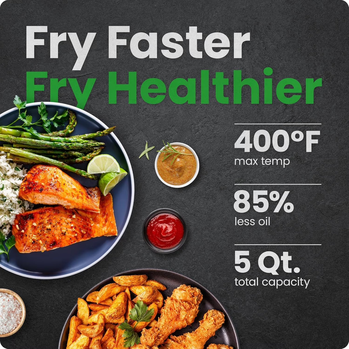 Upgrade your kitchen with the NEW Turbofry Air Fryer! 🌟 Digital controls & 5 Qt capacity in sleek stainless steel! 🍟✨ #HealthyEating #AirFryer