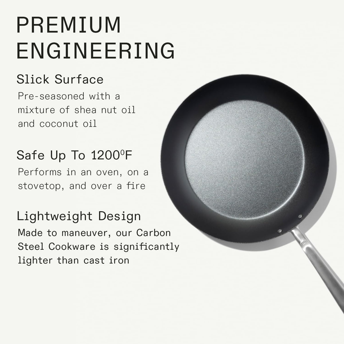 Made in Cookware - Seasoned 12" Carbon Steel Frying Pan - Professional Cookware - Crafted in Sweden - Induction Compatible