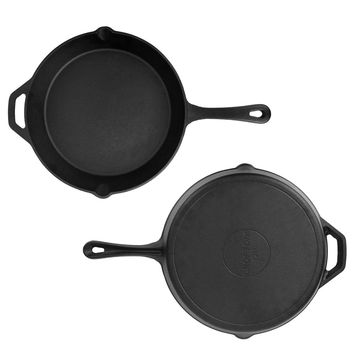 LJG Pre-Seasoned Cast Iron Skillet with Handle Holder, 12 in