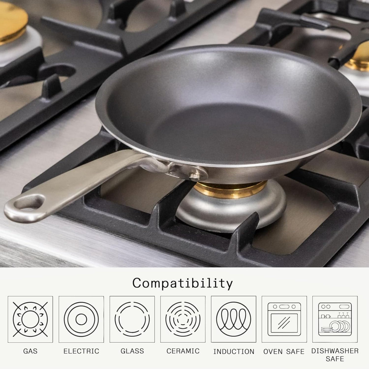 Made in Cookware - Procoat 8" Non Stick Frying Pan (Graphite) - 5 Ply Stainless Clad Nonstick - Professional Cookware - Crafted in USA - Induction Compatible