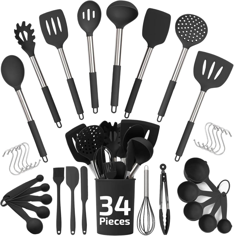 Silicone Kitchen Utensil Set, 34-Piece