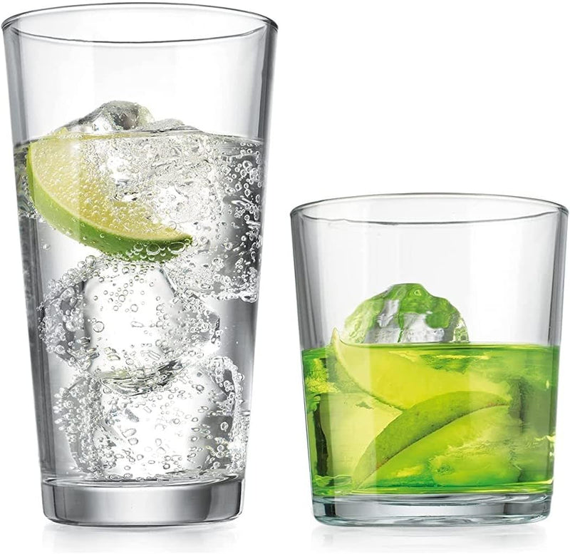 Glavers Highball and Whiskey Glass Set, 12-Piece