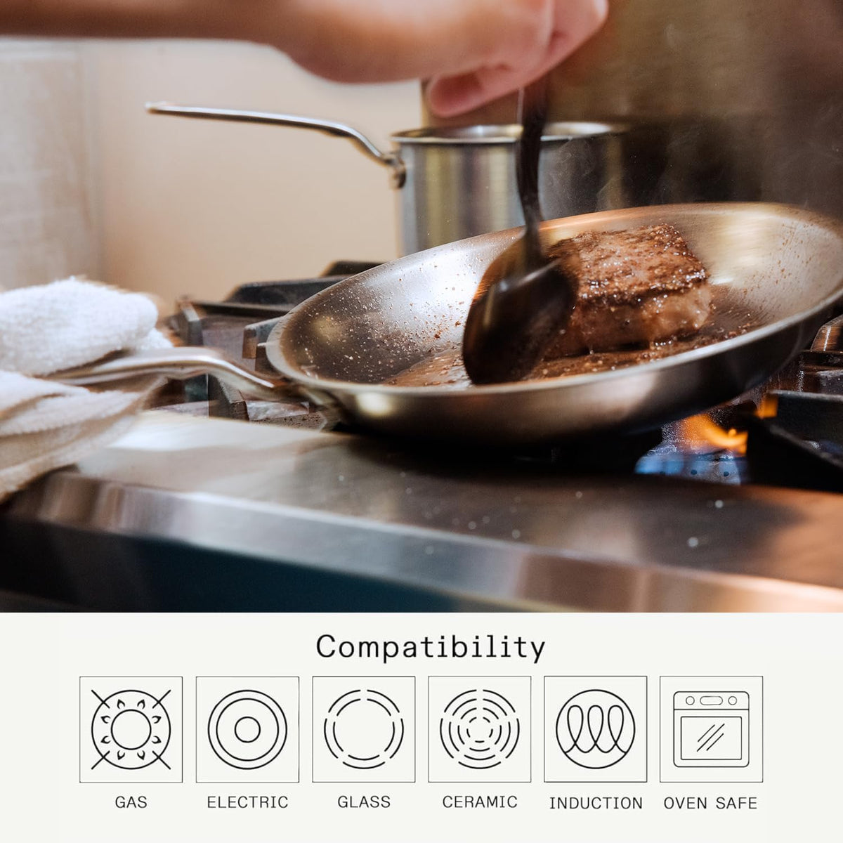 Made in Cookware - 12-Inch Stainless Steel Frying Pan with Lid - 5 Ply Stainless Clad - Professional Cookware - Crafted in Italy - Induction Compatible
