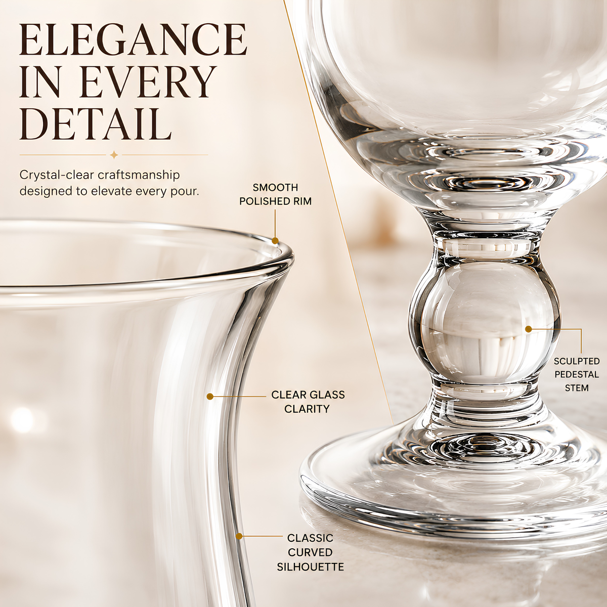 Hurricane Drinking Glasses, Set of 6, Clear