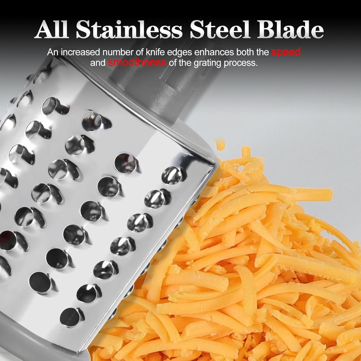 Rotary Hand Crank Shredder for Effortless Grating of Cheese, Vegetables, Nuts, and Chocolate