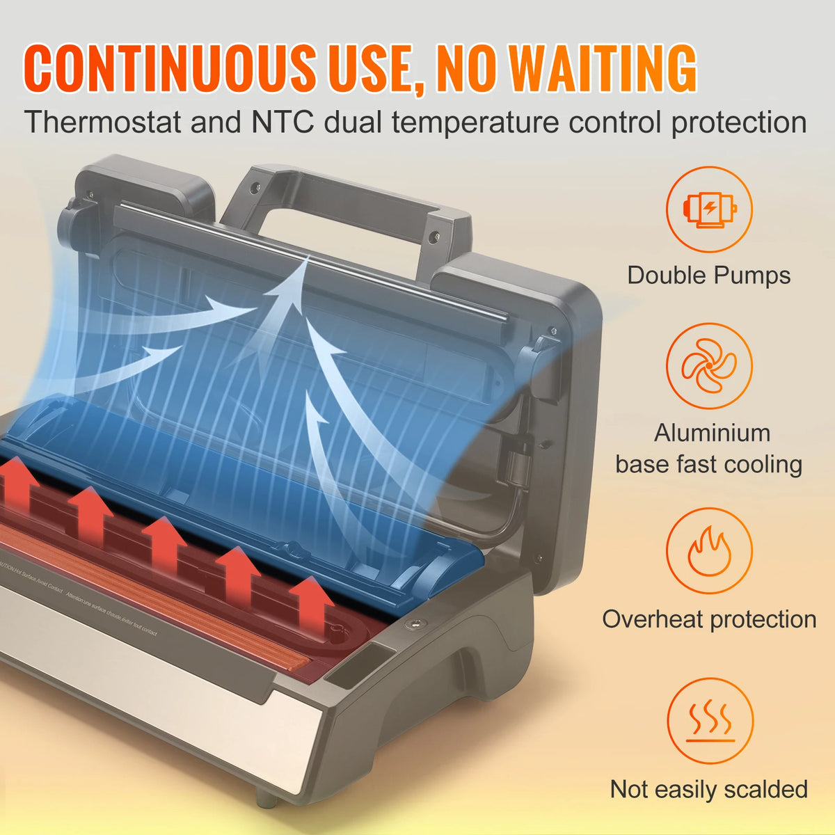 High-Performance 90Kpa 130W Vacuum Sealer with 10 Complimentary Vacuum Bags for Optimal Food Preservation