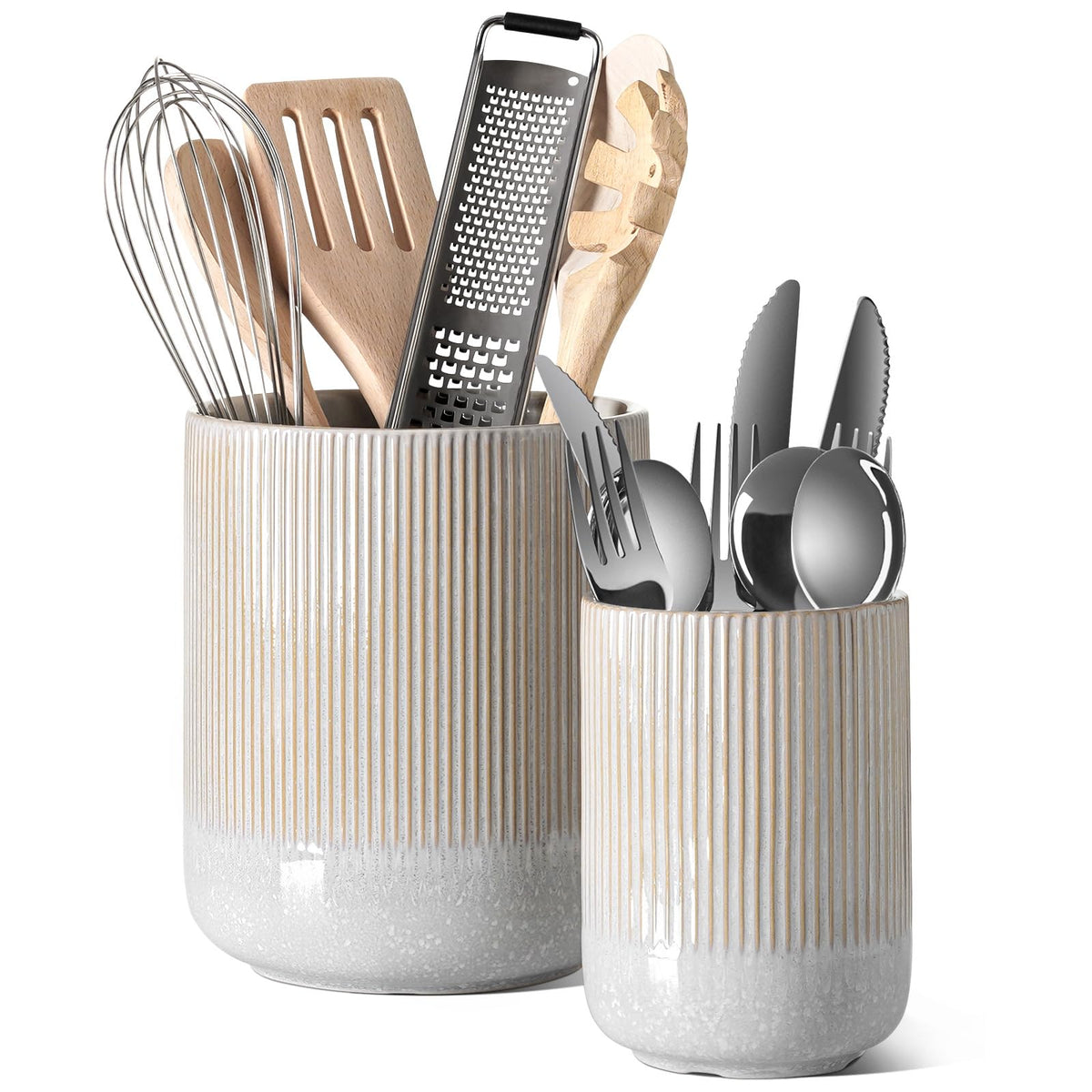 LE TAUCI Ceramic Utensil Holders, Set of 2