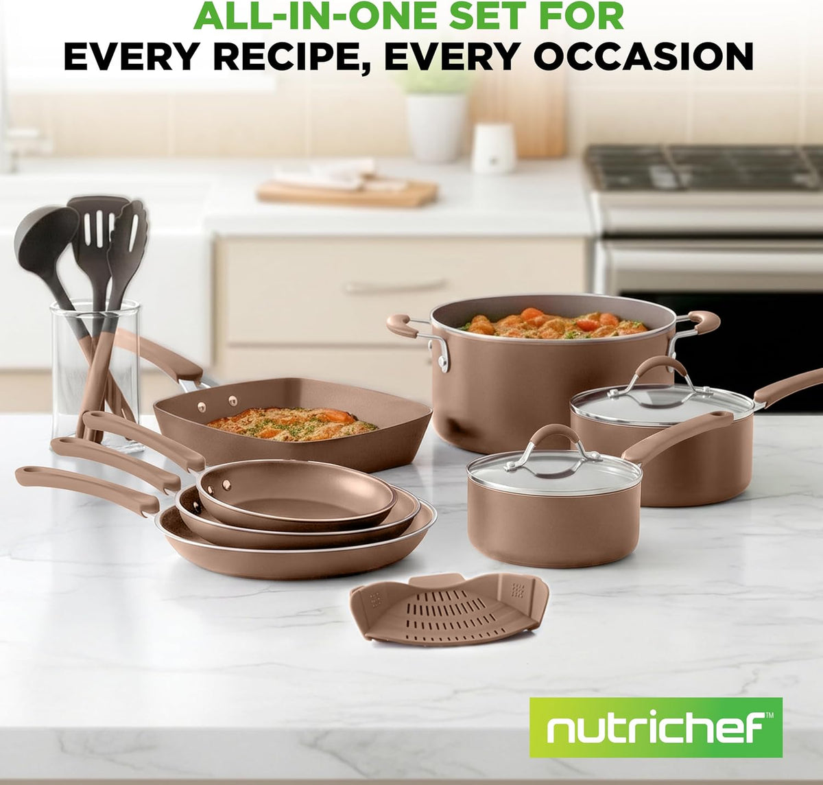 14-Piece Pots and Pans Set Non Stick – Induction Cookware Set, Pfas-Free Nonstick Cookware for All Cooktops, Includes Kitchen Utensils