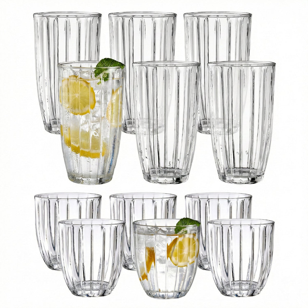Capri Cooler and Rocks Glass Set, 12-Piece