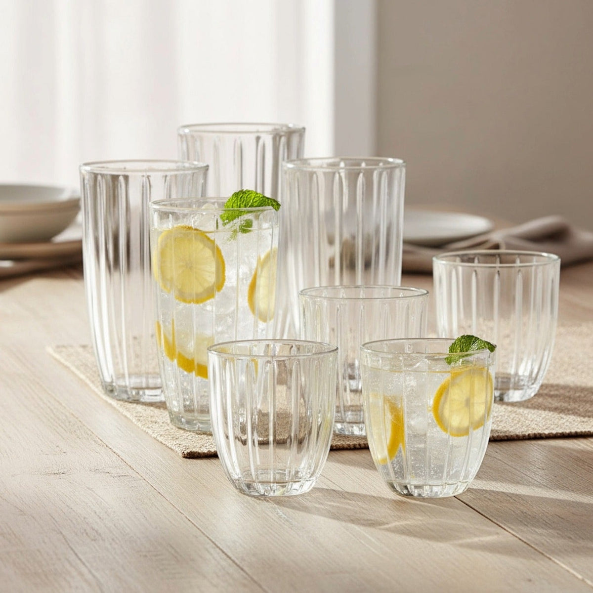 Capri Cooler and Rocks Glass Set, 12-Piece